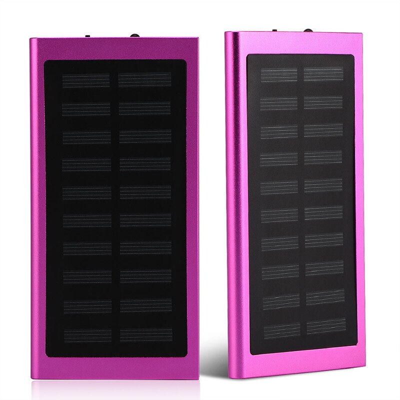 Solar Power Bank Externe Batterij Case + Geen Batterij Pack Dual USB Oplader voor IPhone IPad Tablet voor Xiaomi Redmi huawei: Rood