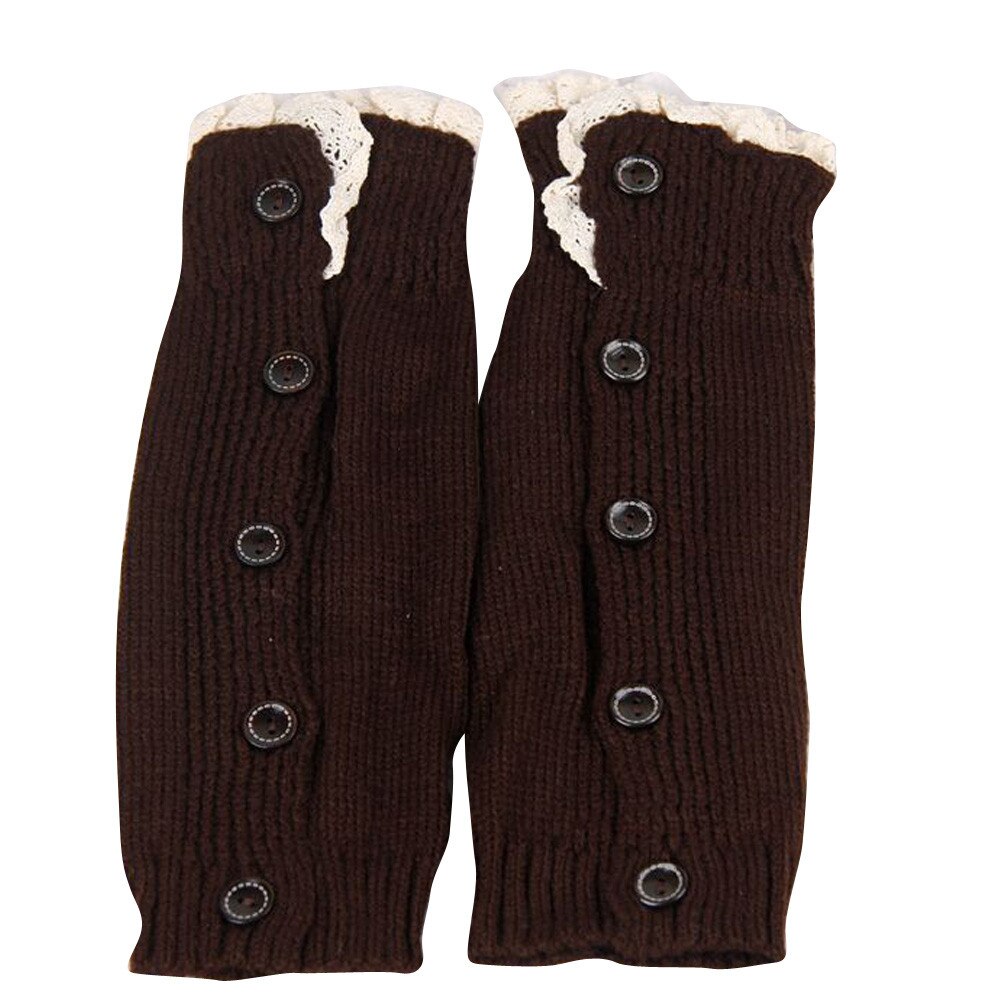 Kvinder vinter varme benvarmere strikkede hæklede lange sokker høje knæstrømper @a: Brun