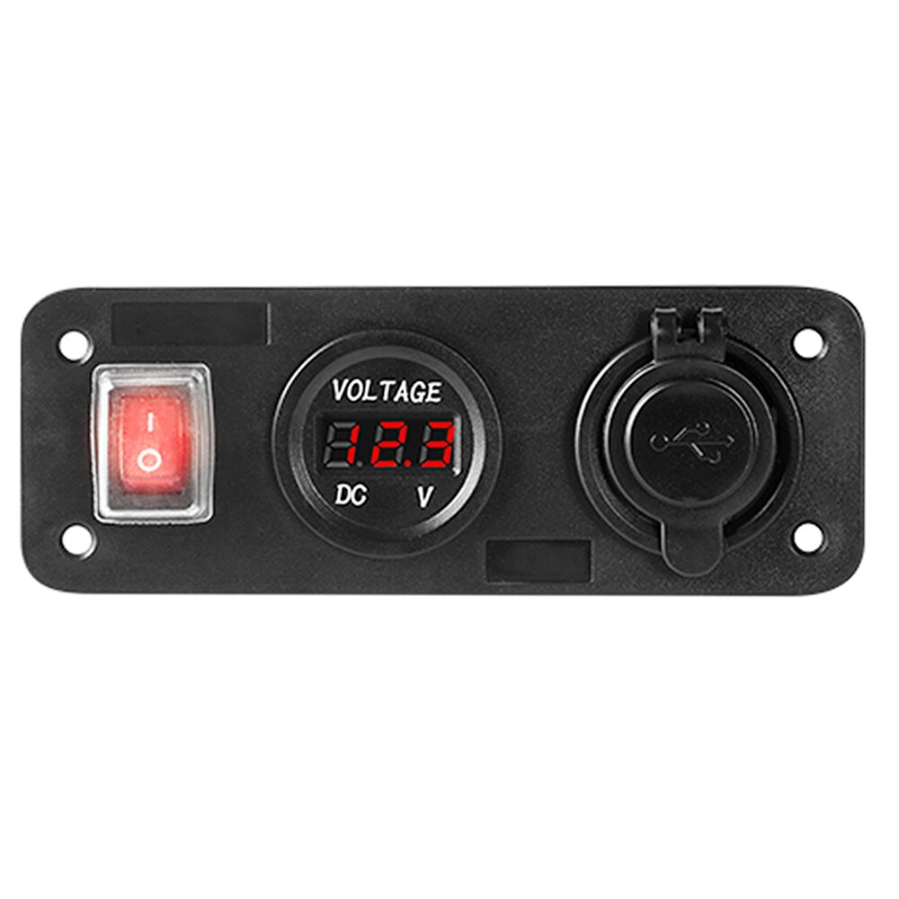 12v bil cigarettænder stik dobbelt usb adapter oplader digital voltmeter med no/off kontakt til bil båd lastbil usb oplader: Rød
