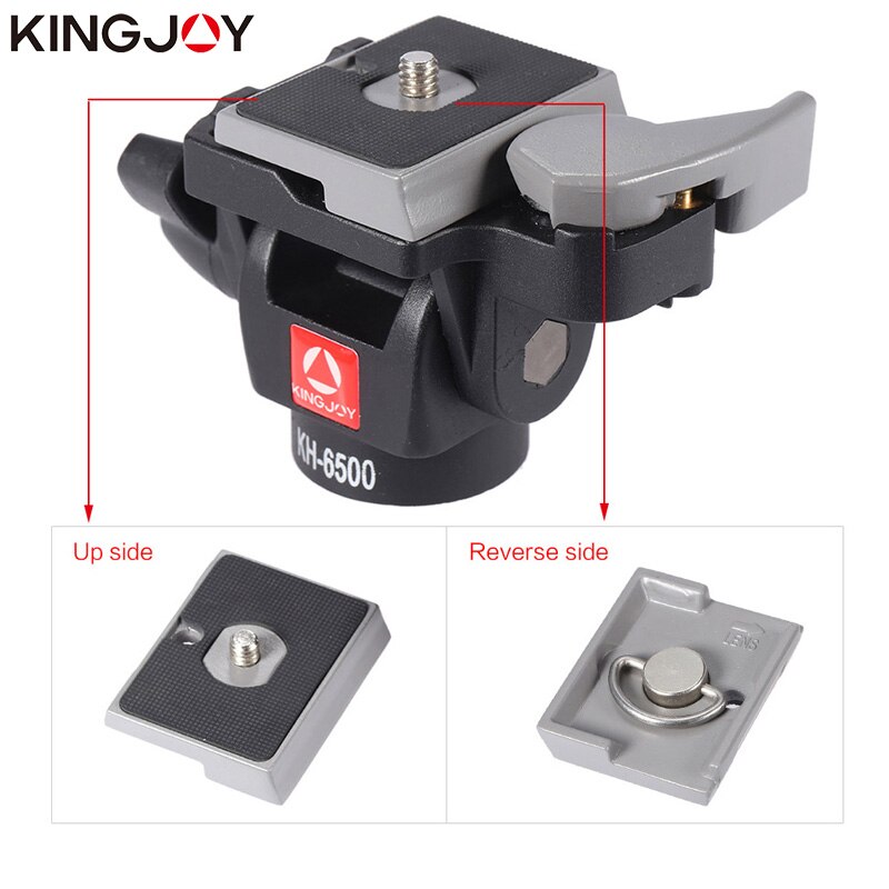 KINGJOY-trípode de KH-6500 oficial, cabeza de bola giratoria frontal a trasera, Mini de aluminio con placa de 1/4 y tornillo de 3/8 pulgadas para cámara DSLR