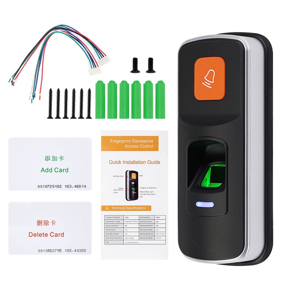 RFID Fingerprint Access Control System Biometric Reader Door Opener Standalone Access Controller 125KHz Keyfobs SD card Support