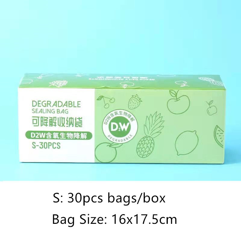 Eco Friendly Reusable PE Ziplock Bag Freezer Food Storage Bag Fresh Shut Saran Wrap Plastic Bags Leakproof Top Kitchen Organizer: S-30pcs-with box