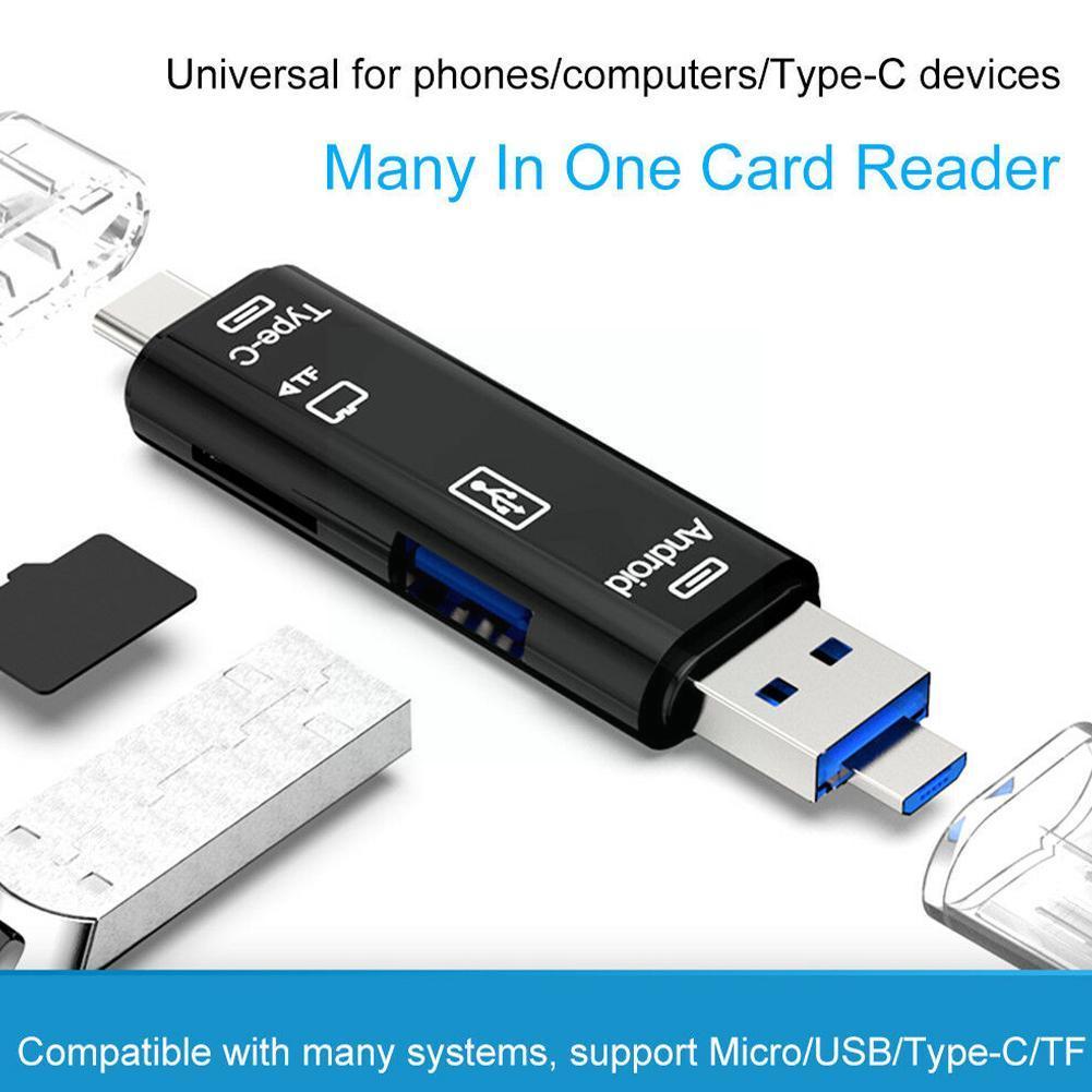 5in1 Multi Otg Card Reader Micro-sd / Sd Card / Usb Tf Type-c Computer Universal Android Phone Support Type-c / Reader / N6o2