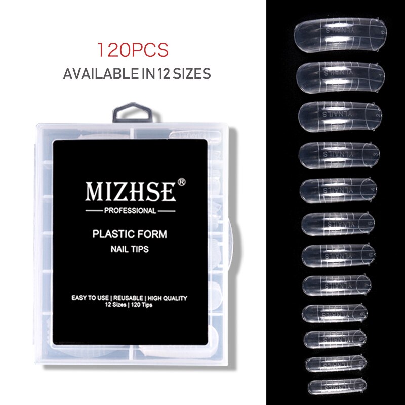 Mizhse Vinger Nail Extension Mold 120 Pcs 12 Size Grandado