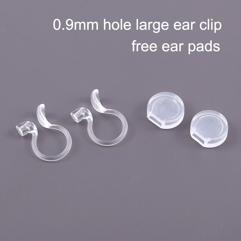 Clips para las orejas de resina transparente para mujer, aretes perforados hechos a mano, indoloro, suministros de joyería, 1 par: 1Pair JD 0.9mm