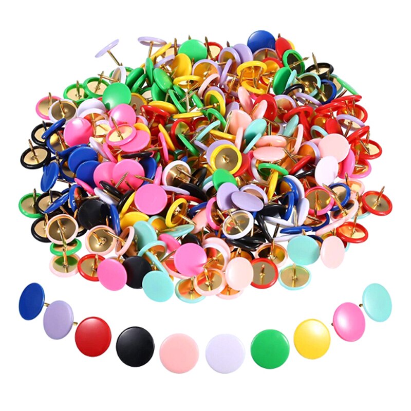 100pcs Round Shape Push Pins Thumb Tacks Notice Board Cork Paper Map Thumb Tacks Point Office binding supply