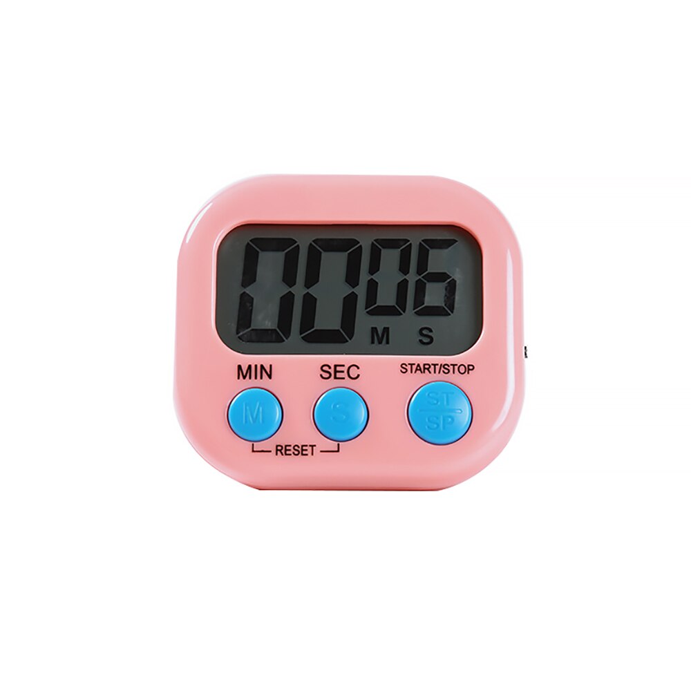 Large Magnetic LCD Digital Kitchen Countdown Timer Stopwatch Alarm With Stand Kitchen Timer Practical Cooking Alarm Clock: Pink