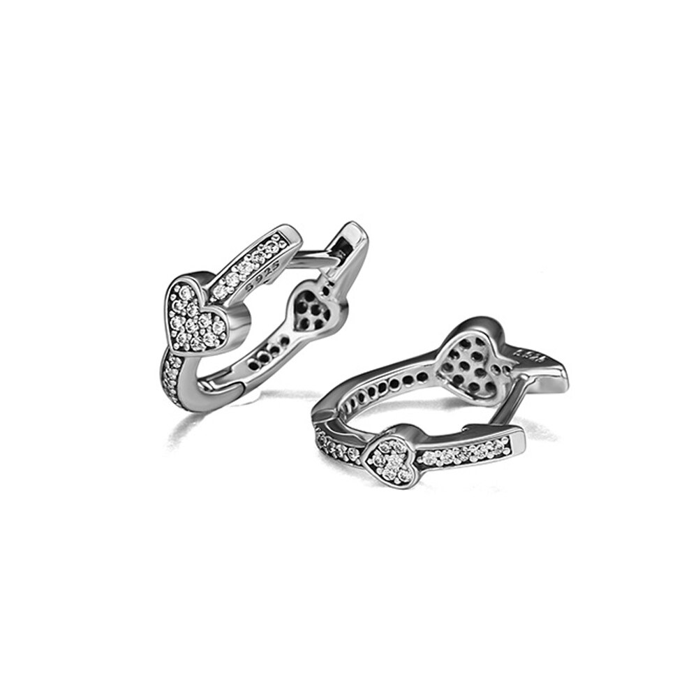Ckk Echt 925 Sterling Silver Clear Cz Verleidelijke Harten Hoop Oorbellen Voor Vrouwen Wedding Earring Verklaring Sieraden Bijoux