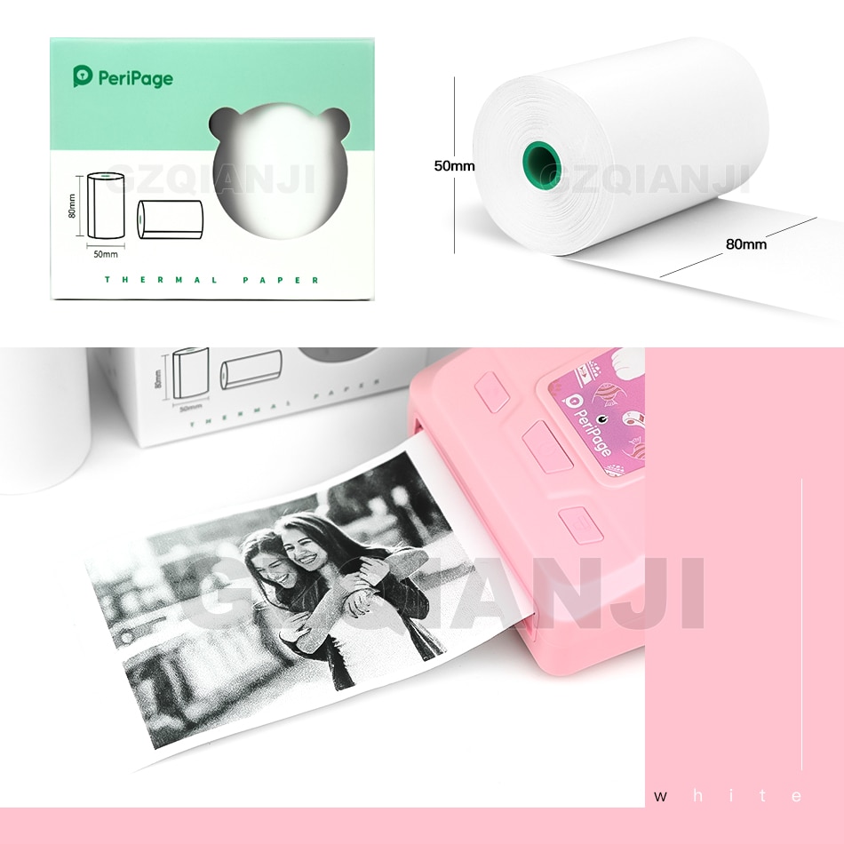 80mm 10 ans autocollant étiquette reçu papier thermique blanc ou coloré pour GZM8009 Peripage Mini poche Photo Notes imprimante