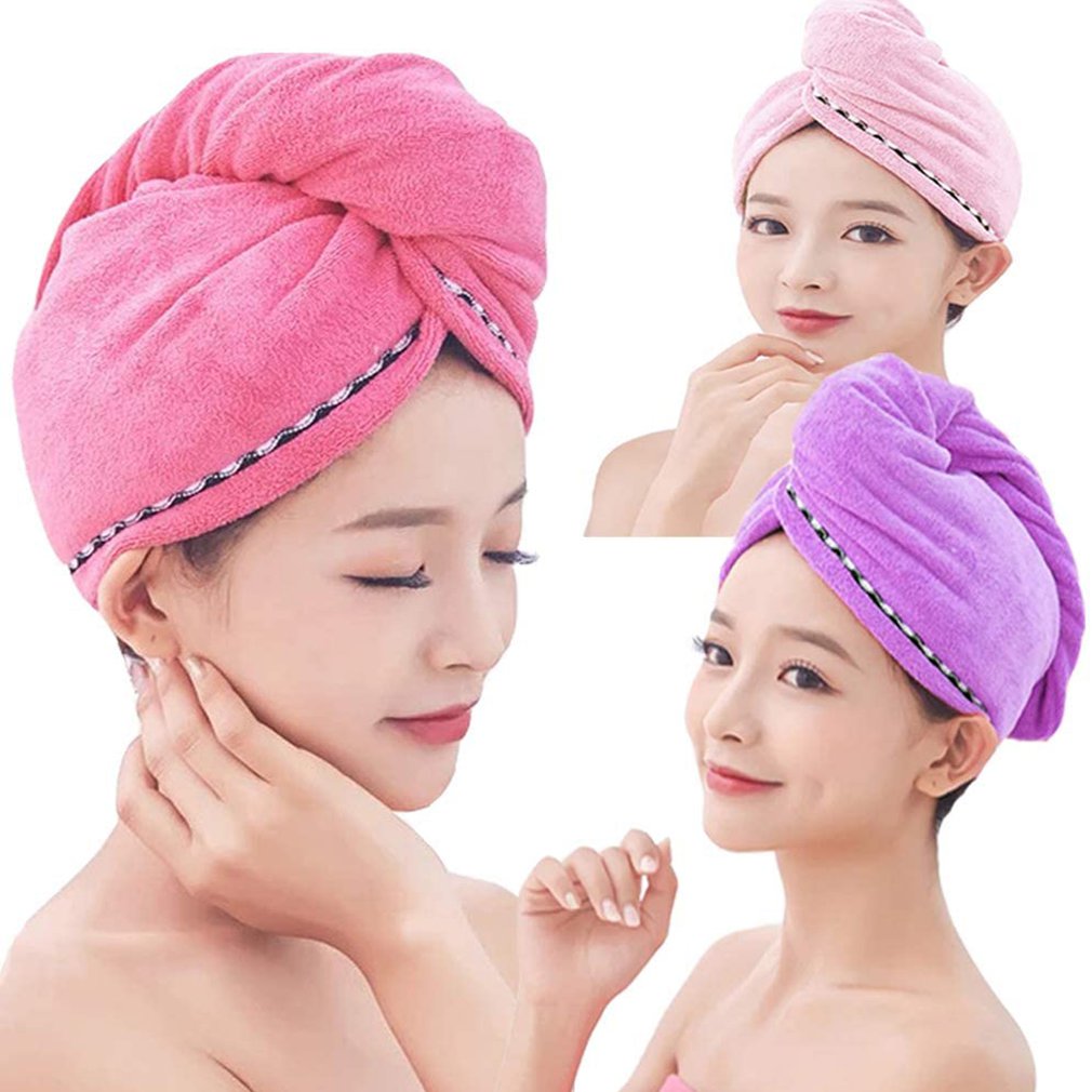 Cuffia per asciugare i capelli cuffia per doccia a triangolo assorbente ad acqua ad asciugatura rapida in microfibra cuffia per asciugare i capelli con cappello lungo in pizzo