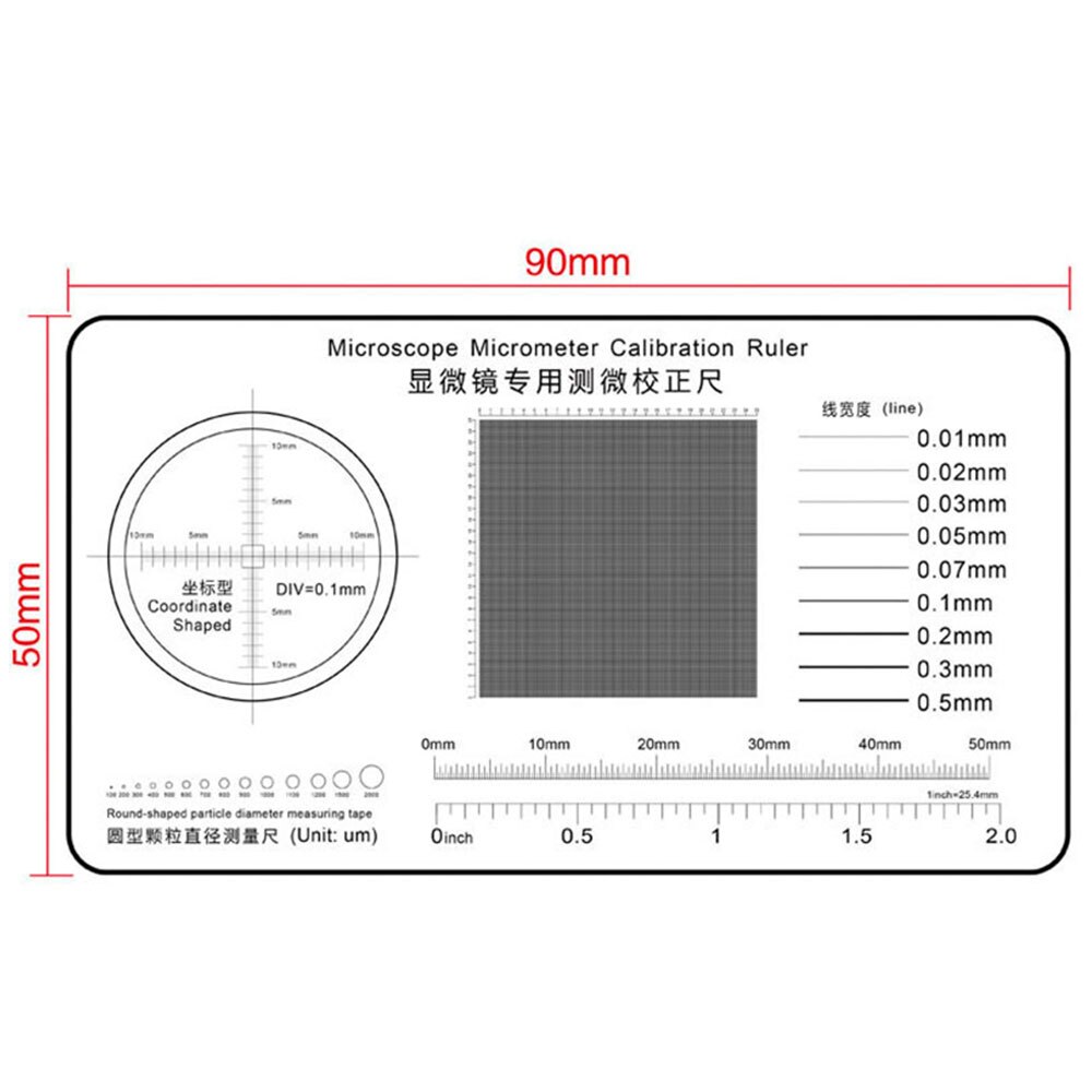 Soft Ruler Microscope Micrometer Calibration Slide Line Width Particle Diameter Measurement Tool High Precision Film Point Gauge