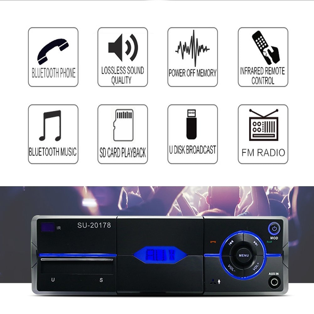 1Din Auto Stereo MP3 Speler In Dash Autoradio Head Unit Bluetooth USB AUX FM Radio Stereo Sound Effect met USB/tf-kaart poort