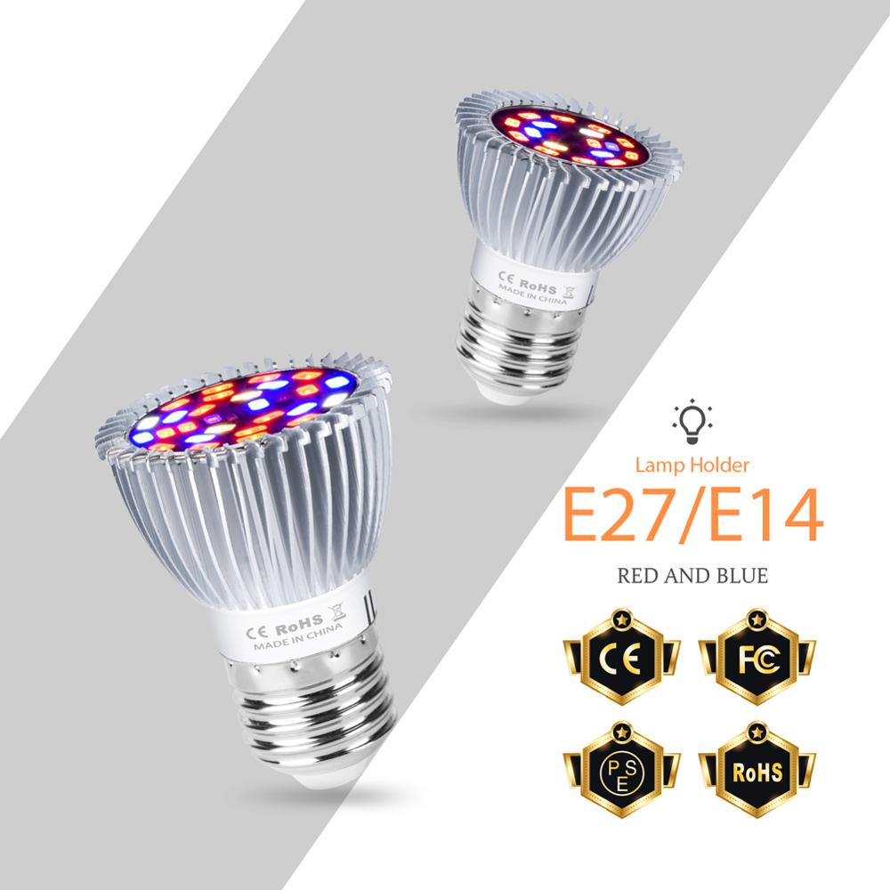Led kweeklamp  e14 led kweektent lamp 18w 28w full spectrum plant bombilla led  e27 kweekbox fytolamp 220v groeilamp 5730