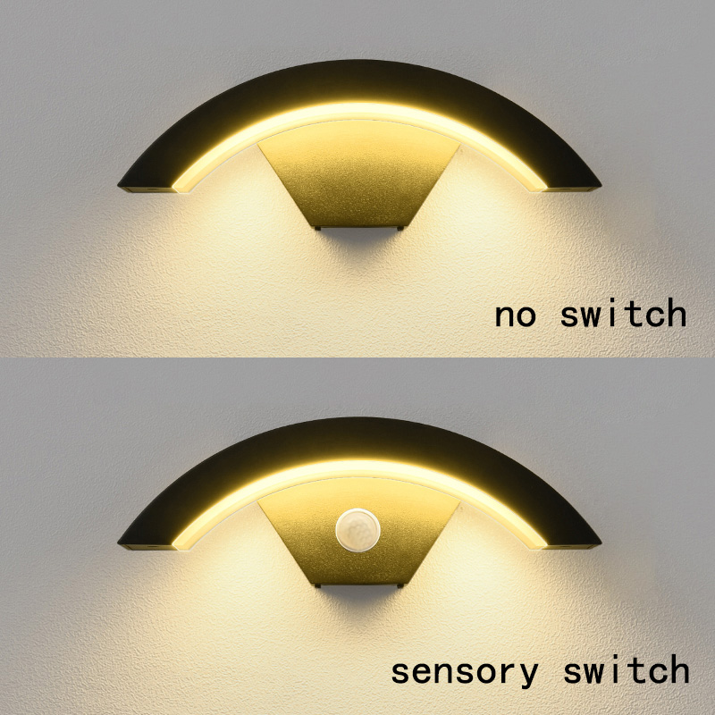 Halfronde buitenwandlamp IP65 waterdichte LED-verlichting met bewegingssensor Entree Veranda Tuin Binnenplaats Gangpad Wandlamp: Light Grey / Warm White