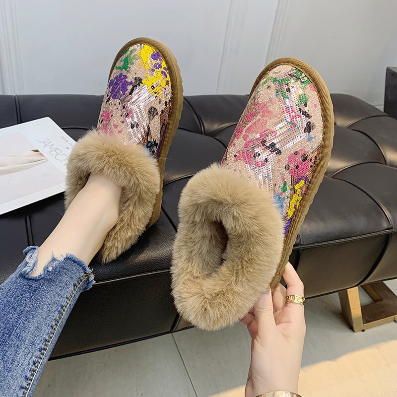 Studenten Naakt Laarzen vrouwen Snowboots Meisjes Warm Katoenen Schoenen Vrouwelijke Thicken Pluche Winter Flats Grijs Zwart beige