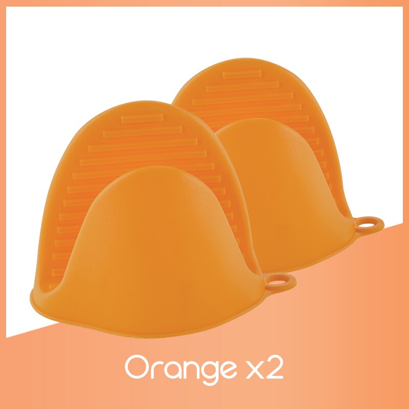 Siliconen Handschoenen Magnetron Handschoenen Oven Hittebestendig Geïsoleerde Handschoenen Koken Antislip Holder Keuken Bakken Tool: 2pcs-orange