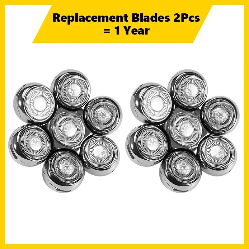 Mens 7 Blade Razor Replacement Shaving Heads Floating Washable Electric 7D Shavers Trimmers Kit Cutter Blades: light green