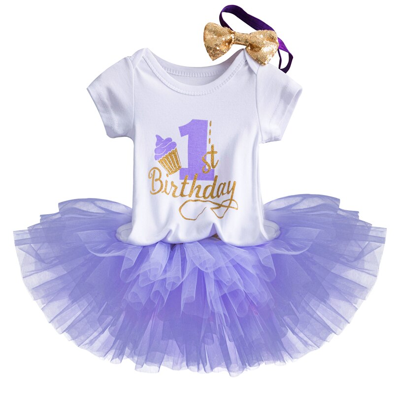 Mijn Kleine Baby Meisje 1 Jaar Verjaardag Jurk Eenhoorn Party Baby Doopjurk Tutu Cake Smash Baby Meisje Casaul Zomer kleding: Purple
