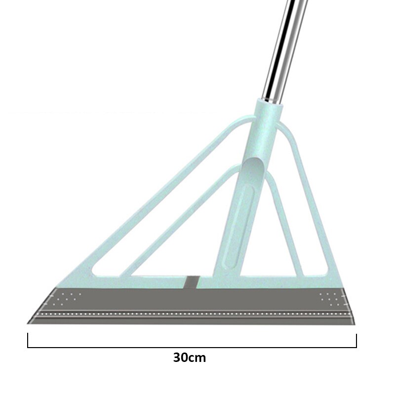 Rubber Broom Hand Push Sweeper Magic Broom Floor Wiper Squeegee for Floor Cleaning Floor Squeegee Sweeping Brush Pet Hair Broom: Blue 30cm