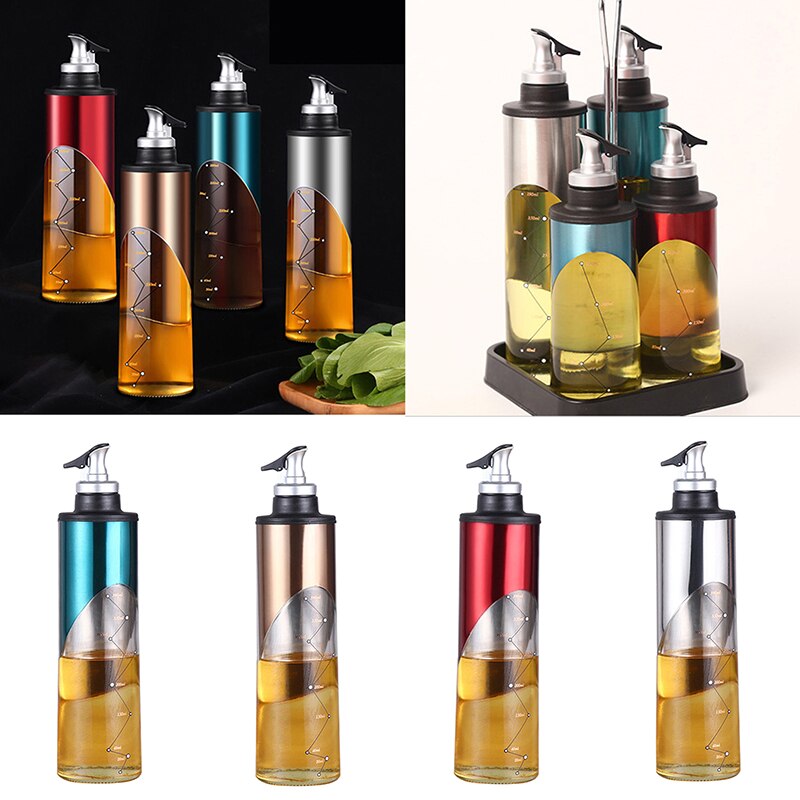 380/650ml Glass Oil Bottle Cooking Seasoning Sauce Storage Bottle Olive Oil Vinegar Dispenser Pouring Spouts Kitchen Accessories