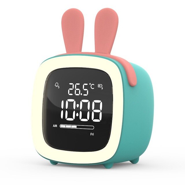 Cut Digital Alarm Clock Cartoon Night Light Desk Alarm Clock Rechargeable Battery, Christmas for Kids: Chocolate