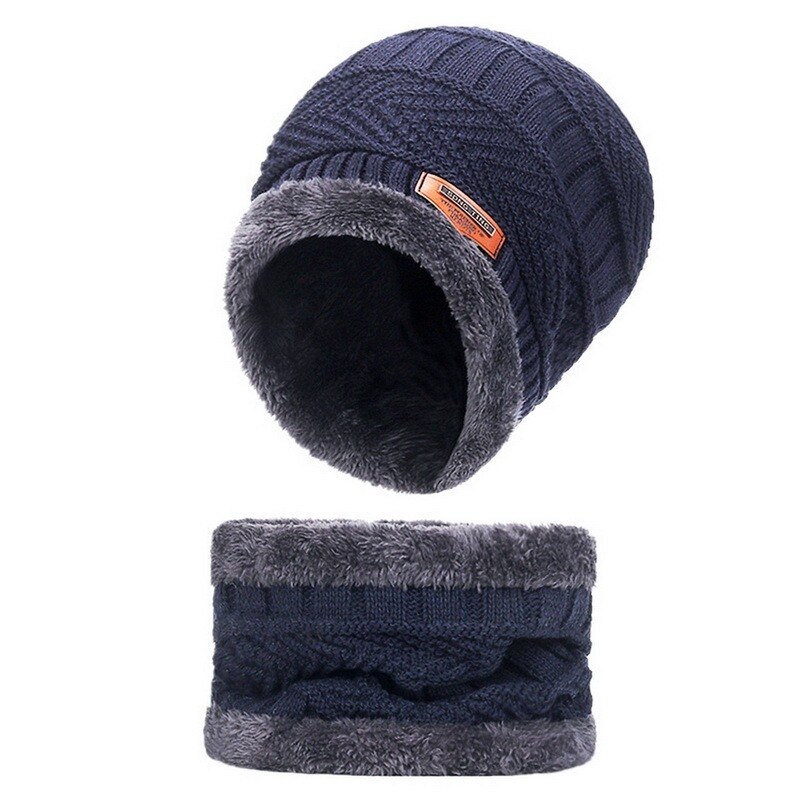 Winterstrickmütze für damen und herren, warm und dick gefüttert, mit samtfutter, Schließfach geschnitten, mit schal, marken-wintermütze, skimaske: A -2-2 stück