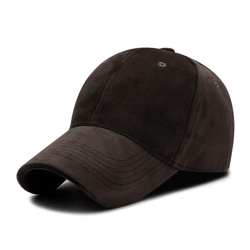 Solid fløjl baseball kasket sort mærke kasketter herre snapback hatte justerbar knogle kvinder udendørs sport golf hat: Mørkebrun
