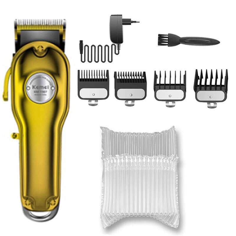 Alle Metalen Tondeuse Kapper Professionele Li-Ion Haar Trimmer Mannen Kapsel Elektrische Draadloze Haar Snijmachine, 100-240V: gold with bubble