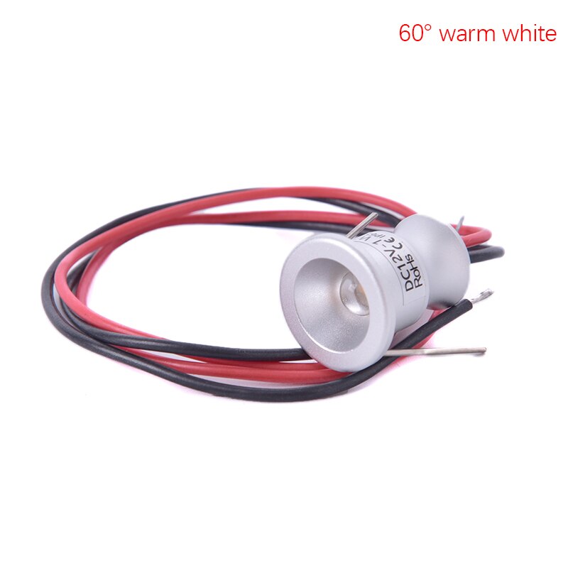 Foco de armario Led de 12V, Mini foco de luz empotrable impermeable IP65, luz de exhibición de armario, cuerpo de aluminio de 1W: 60 warm white