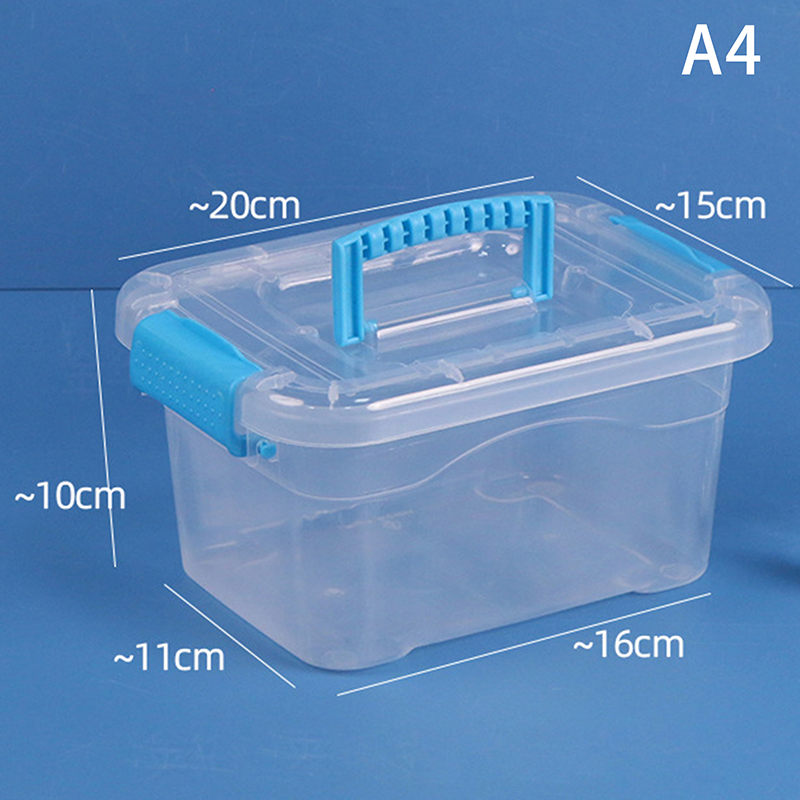 Kunststoff-Aufbewahrungsbox mit Deckel, tragbare transparente Organizer-Kasten für Kinderspielzeug, Studenten-Briefpapier-Behälter, Kosmetik-Sortierbox: Blau