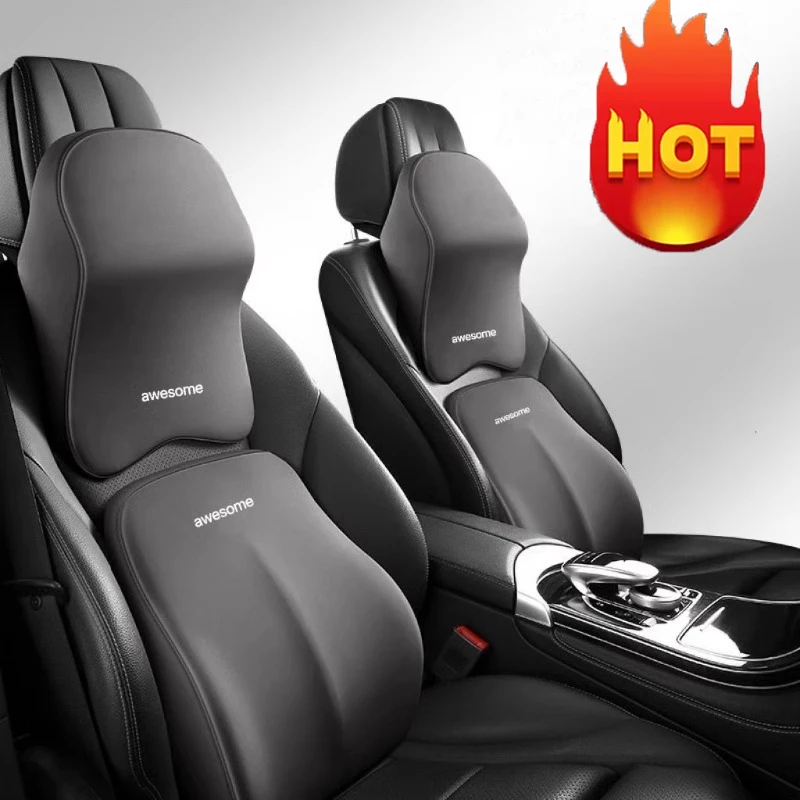 Reposacabezas de coche, almohada para el cuello, soporte lumbar, soporte lumbar, almohadilla lumbar montada en el coche, soporte lumbar, cojín de asiento de algodón con memoria