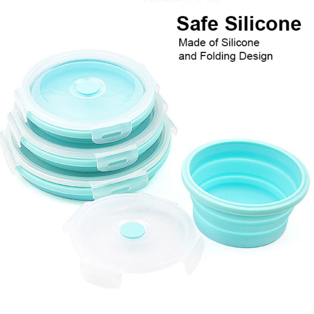 Silicone Pliable De Récipient De Stockage De Nourriture avec Le Couvercle Hermétique et Bols de Préparation de Repas Boîte À Lunch Ronde pour L'extérieur Micro-ondes