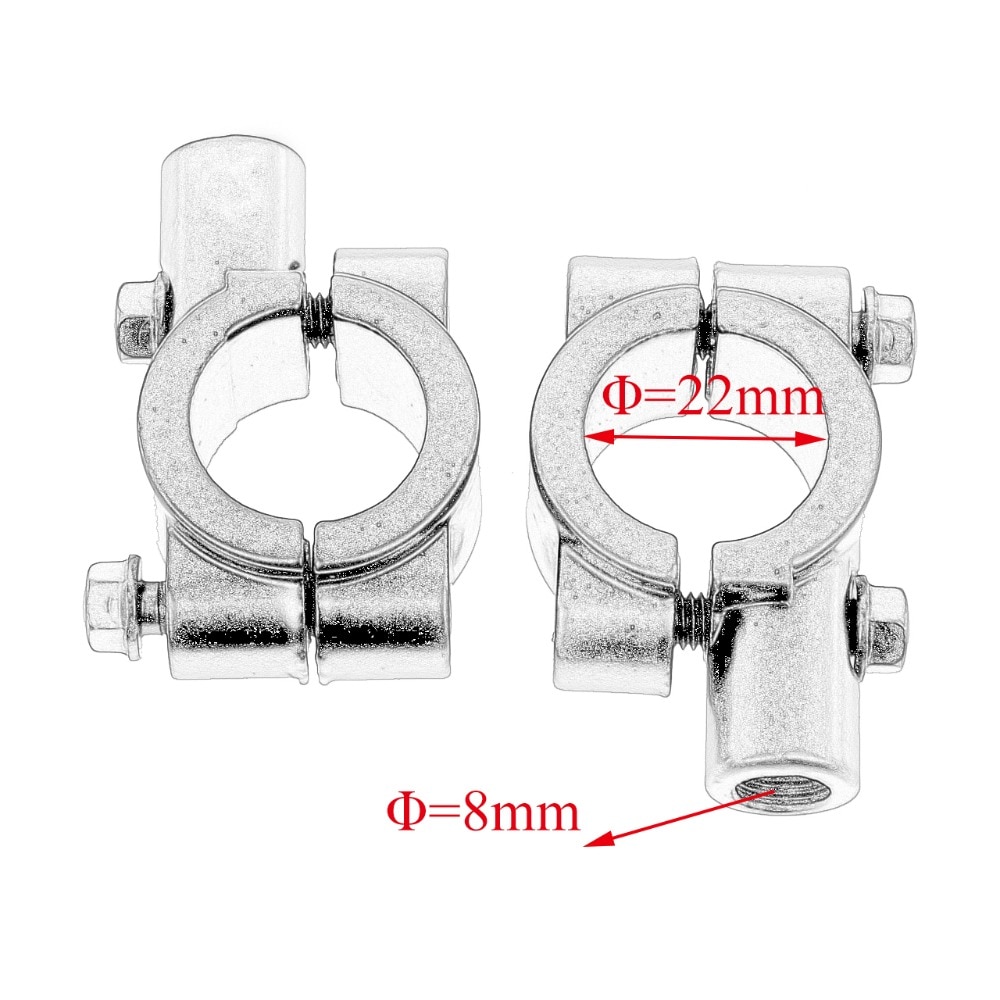 Abrazadera de montaje para espejo retrovisor de motocicleta, soporte de 2 piezas, 22mm, 10mm, 8mm, 10mm y 25mm