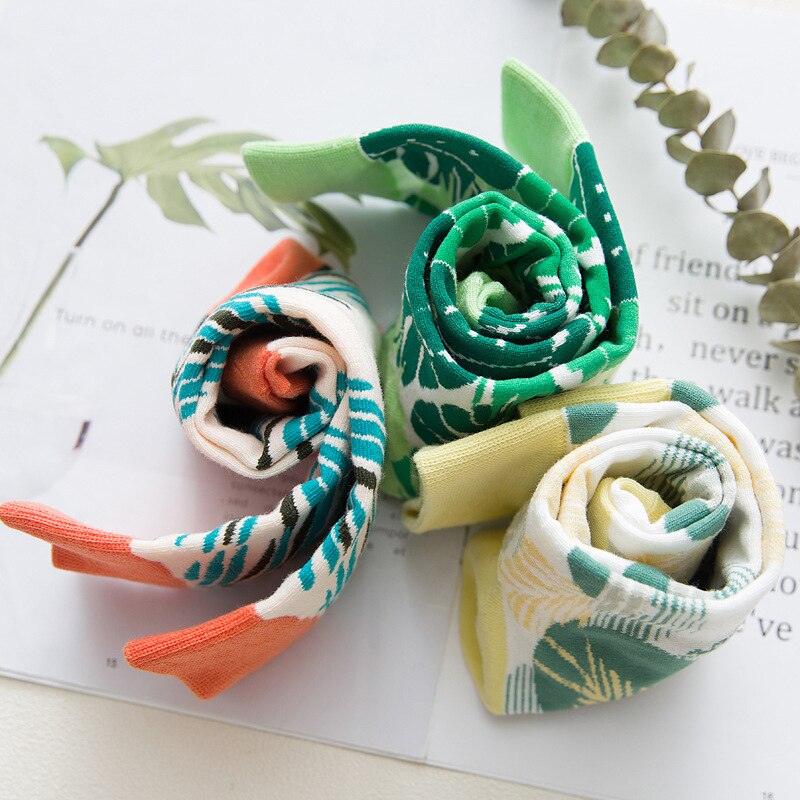 Nowy modny styl skarpetki liście zielony Monstera krótki wzór śmieszne bawełniane skarpetki damskie zimowe męskie dla obu płci roślin krótkie skarpetki damskie