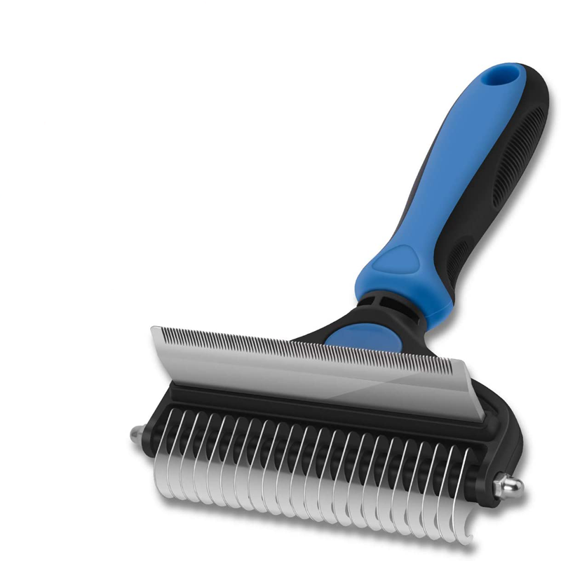 Huisdier Nette Hond Borstel En Kat Borstel 2 Zijdig Pet Grooming Tool Voor Deshedding Matten Klitten Verwijderen Geen Meer Nasty en Vliegende Haar: Blauw