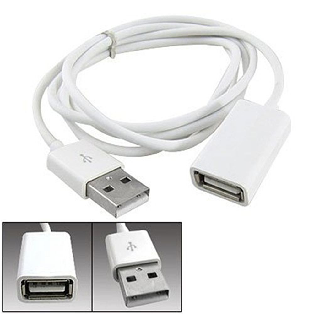 Witte Pvc Metalen Usb 2.0 Man-vrouw Extension Adapter Cable Cord 1 M 3Ft