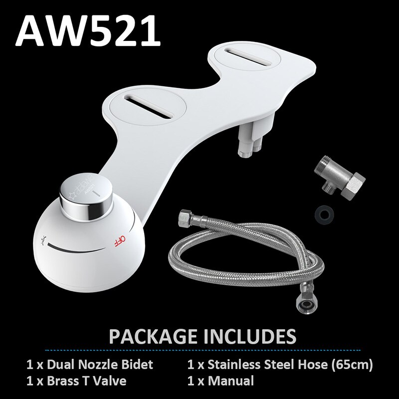 Atalawa Ultra Slim Toilet Bidet Seat Attachment Non Electric Muslim Shattaf Sprayer for Personal Hygiene, Fresh Water Spray: AW521