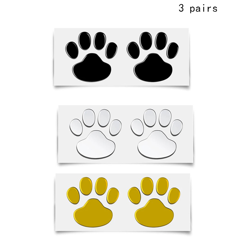 4Sheet Car Stickers Decals Paw 3D Animal Dog Cat Foot Prints Decal Car Motocycle Sticker Car Accessories: Blue