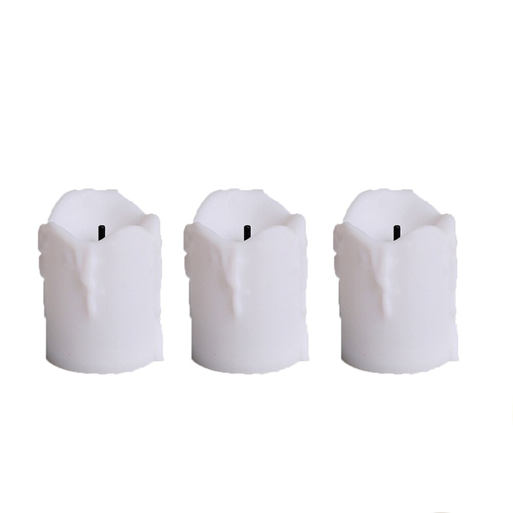 LED Candle Lights, Flameless Candle Lamp Battery Operated Tea Light Simulation Flame Plastic Flickering Tears Candle Light: White 3pcs