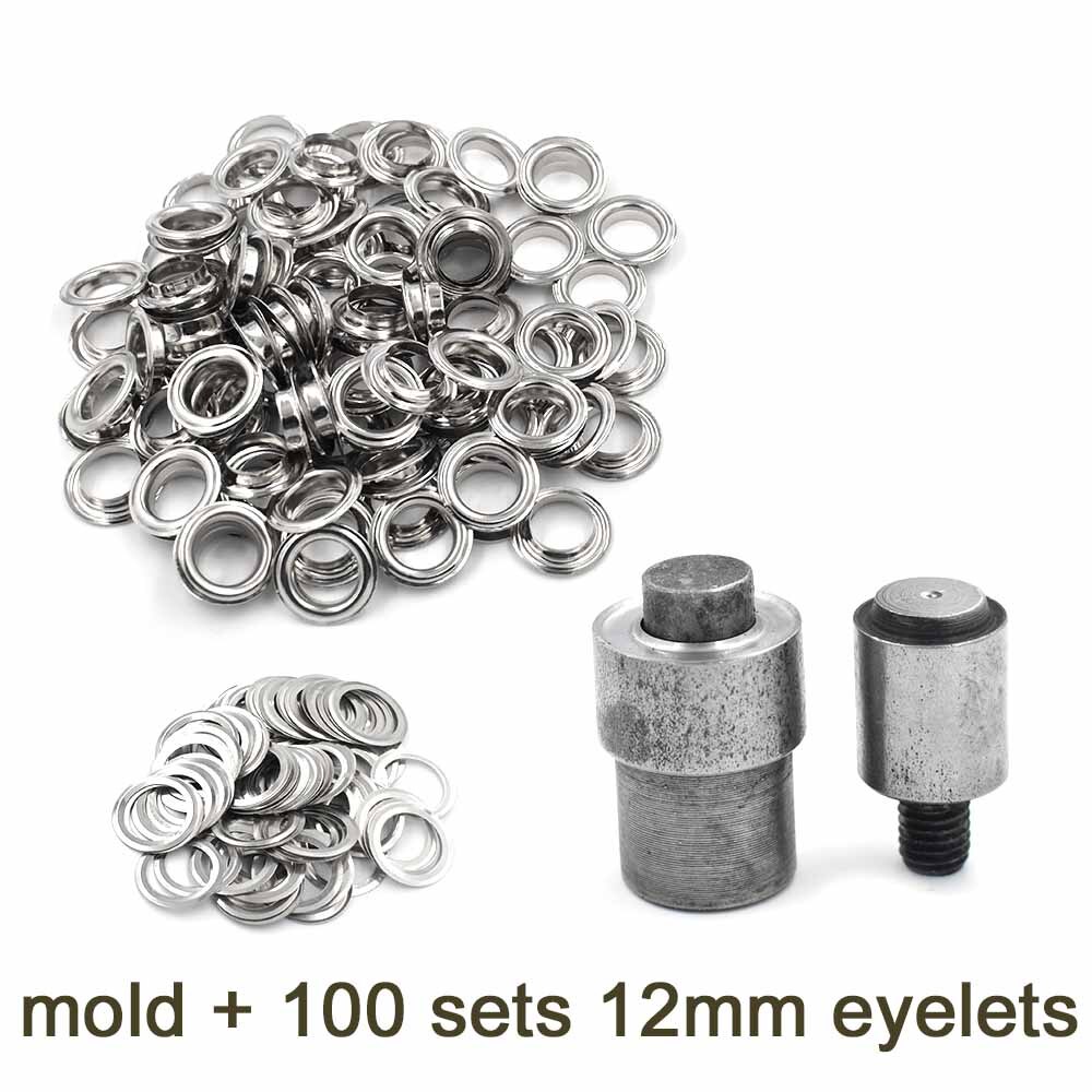 (100 pieces/lot) An inner diameter of 12mm eyelets. Gas buttons. Metal pores. Hollow rivets. Shoebox pores. Wearing rope hole.: mold and 100 eyelets