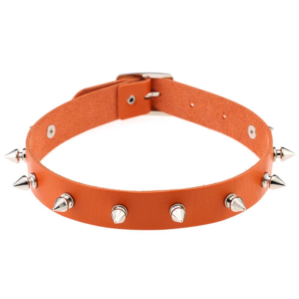 Punk Lady Gothic Leder Halsband Herz Kette Spike Niet Schnalle Kragen Halskette: orange