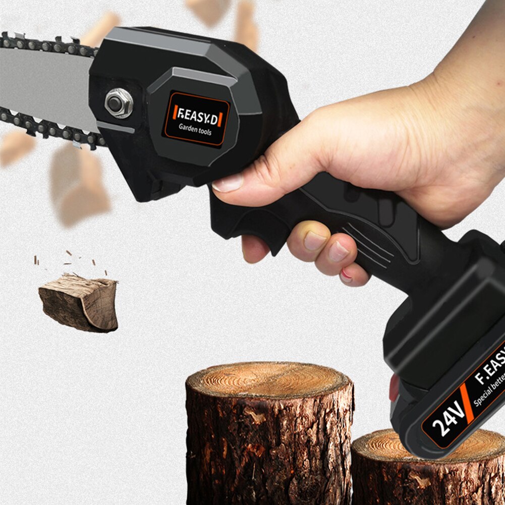 24V 0.7kg Mini Electric Chain Saw Portable Pruning Saw Rechargeable Pruning Shear Garden Tool Electric Pruner Branch Wood Cutter