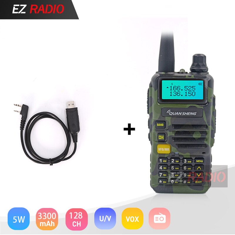 Upgrade 5W Quansheng UV-R50-2 Mobile Walkie Talkie Vhf Uhf Dual Band Radio camouflage UV-R50-1 UV R50 Series Uv-5r tg-uv2 UVR50: Add Program. Cable