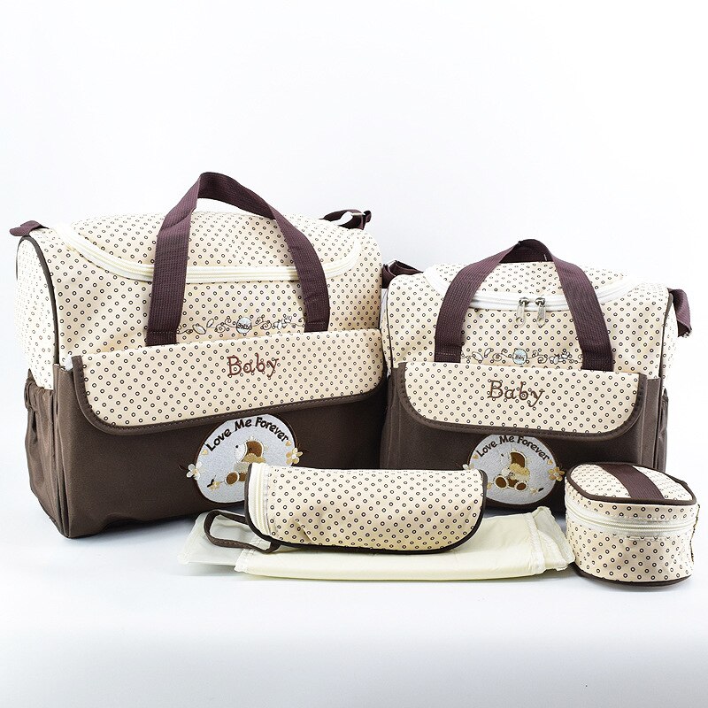 Baby Diaper Bag 5 Pcs Suits for Mom Baby Bottle Holder Mother Mummy Stroller Maternity Nappy Bags Sets Multifunction: style 4