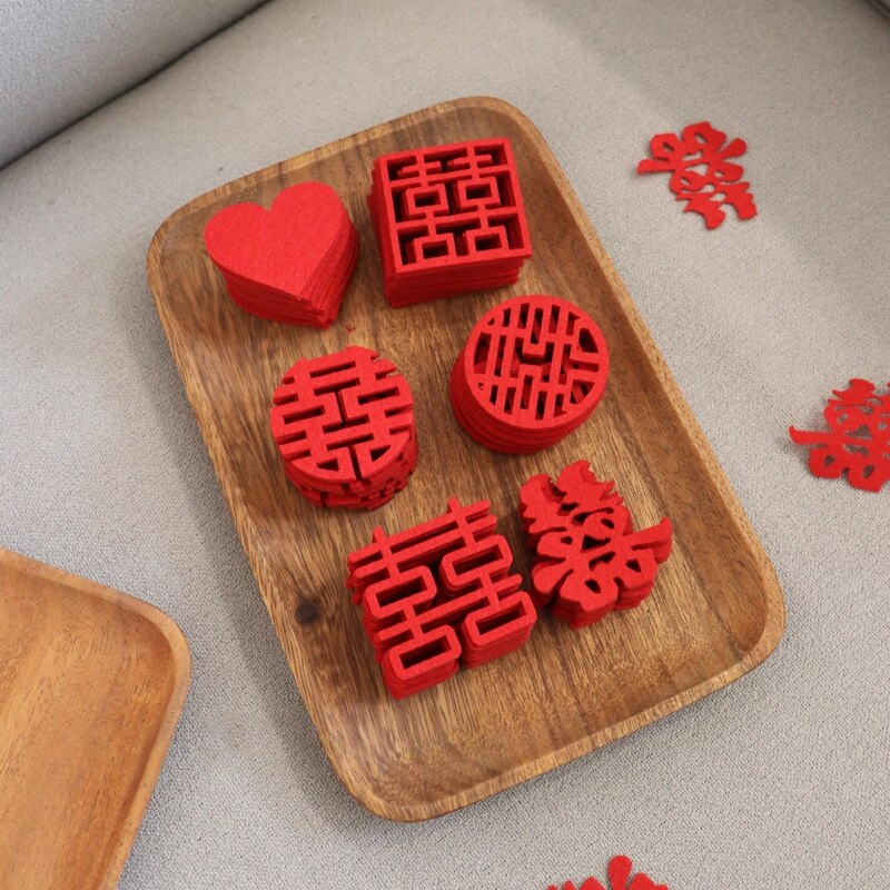 Mini Marriage Stickers Traditional Chinese Wedding Decorations Fruit Plate Xiao Xi Zi Room Throwing Decor Garden Tree Ornaments