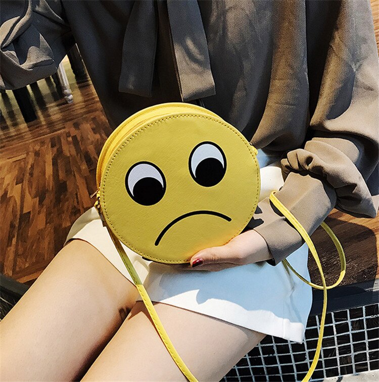 Kleine Ronde Tas Met Smiley Gezicht Leuke Meisje Messenger Bag Cartoon Schoudertas