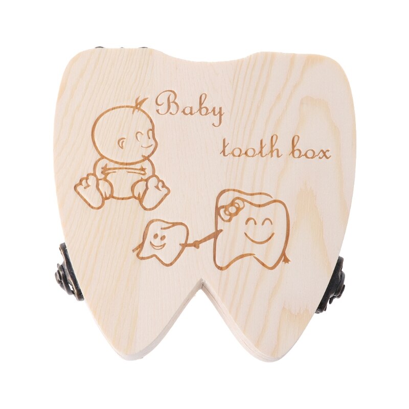 Babytandkasse træ mælketænder arrangør opbevaring drenge piger spar souvenir etui 17_18. jul