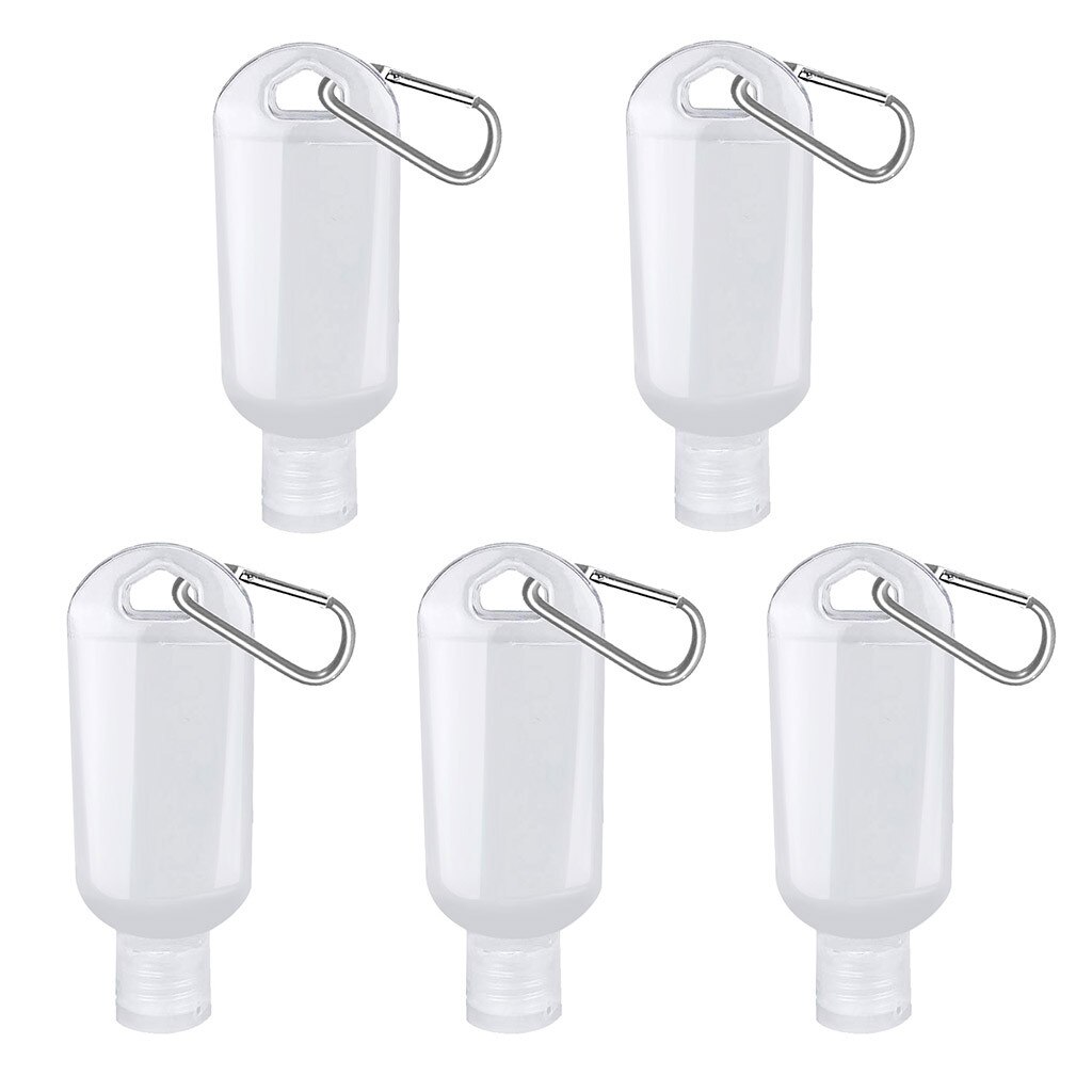 5pcs Travel Transparent Plastic Perfume My Small MIni Empty Refillable Bottle With Key Ring Hand Sanitizer Bottle #jew: Silver 