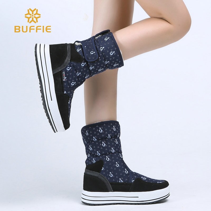 Scarpe invernali per le Ragazze da neve stivali stivali di pelliccia caldo per bambini di boot Anti-scivolare in basso a metà polpaccio 2018 nuovo disegno i bambini della scuola di stile libera la nave: B009navy / 34
