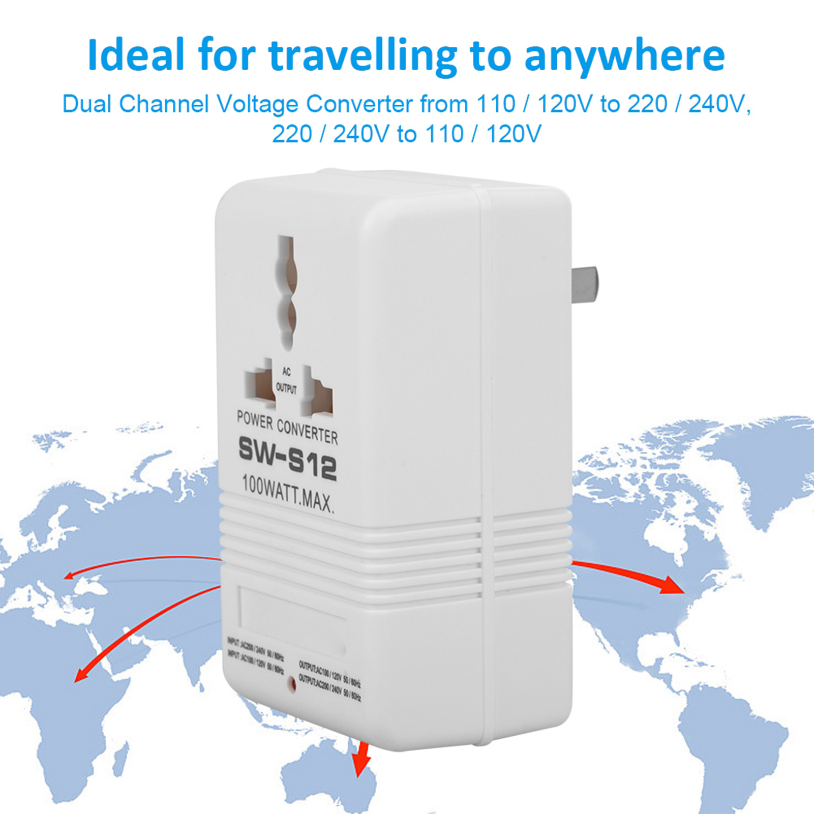 100 W 110 V/120 V auf 220 V/240 V StepUp- und Down-Spannungswandler-Transformator (CN-Standardstecker)